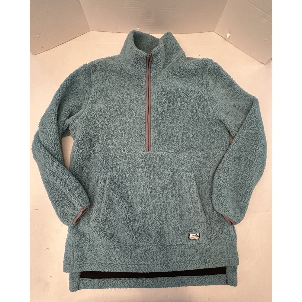 KAVU Snowpack Half Zip Women LARGE Pullover Sherpa Fleece Kangaroo Pkt